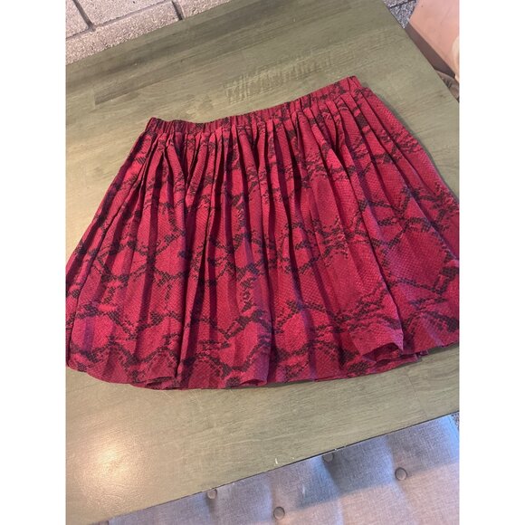 Banana Republic Pleated Snake Print Skirt M Red & Black Polyester Blend Womens - Picture 1 of 7